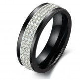 Excellent Quality Black Tungsten Ceramic Ring With Rhinestone