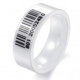 The Queen of Quality White Bar Code Tungsten Ceramic Ring 