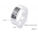 The Queen of Quality White Bar Code Tungsten Ceramic Ring 