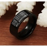 World-wide Renown Black Bar Code Tungsten Ceramic Ring 