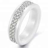 High Quality White Tungsten Ceramic Ring With Rhinestone