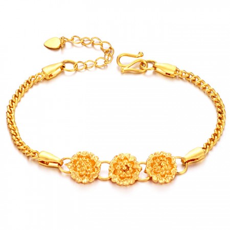 Stable Quality Female Flower Shape 18K Gold-Plated Bracelet 