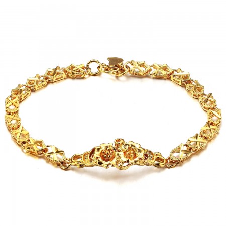 World-wide Renown Female Morning Glory Shape
 18K Gold-Plated Bracelet 