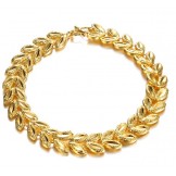 High Quality Female Leaf Shape 18K Gold-Plated Bracelet 