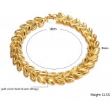 High Quality Female Leaf Shape 18K Gold-Plated Bracelet 