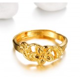 High Quality Female Flower Pattern 18K Gold-Plated Ring