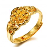 High Quality Female Flower Pattern 18K Gold-Plated Ring 