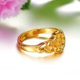 High Quality Female Flower Pattern 18K Gold-Plated Ring 