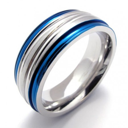 Fashion Blue Titanium Ring