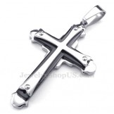 Three Tier Titanium Cross Pendant Necklace (Free Chain)