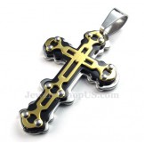 Titanium Gold Black Cross Pendant Necklace (Free Chain)