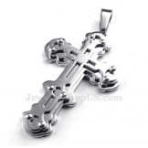 Mens Exquisite Silver Titanium Cross Pendant Necklace (Free Chain)