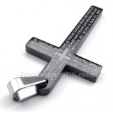 Scripture Titanium Black Cross Pendant Necklace (Free Chain)