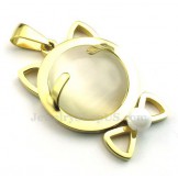 Gold Titanium Cats Eye Pendant Necklace (Free Chain)