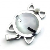 Silver Titanium Cats Eye Pendant Necklace (Free Chain)