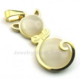 Gold Cats Eye Titanium Pendant Necklace (Free Chain)