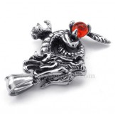Exquisite Red Zircon Titanium Dragon Pendant Necklace (Free Chain)
