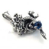 Exquisite Blue Zircon Titanium Dragon Pendant Necklace (Free Chain)