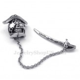 Mens Elegant Sword Titanium Skull Pendant Necklace (Free Chain)