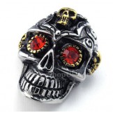 Red Eyes Titanium Skull Pendant Necklace (Free Chain)