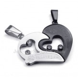 Titanium Couples Hearts Pendant Necklace (Free Chain)(One Pair)