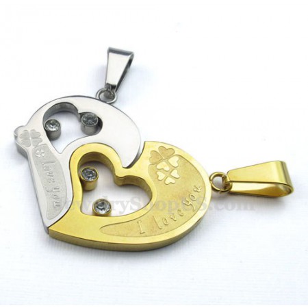  Fashion Kiss Puzzle Titanium Couples Pendant Necklace Love Gift (Free Chain)(One Pair)