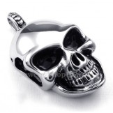Silver Titanium Skull Pendant Necklace (Free Chain)