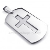 Silver Cards Titanium Cross Pendant Necklace (Free Chain)