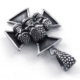 The Cross Titanium Skull Pendant Necklace (Free Chain)