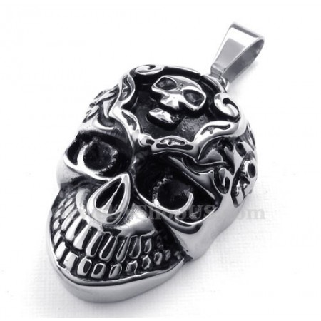 Elegant Titanium Skull Pendant Necklace (Free Chain)