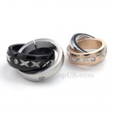 Interlocking Rings Titanium Couples Pendant Necklace (Free Chain)