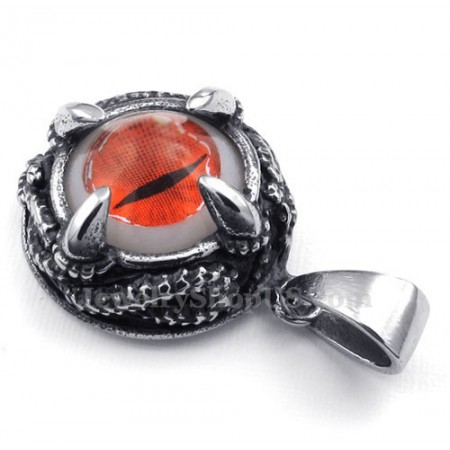 Red Cats Eye Titanium Pendant Necklace (Free Chain)