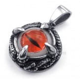 Red Cats Eye Titanium Pendant Necklace (Free Chain)