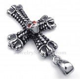 Titanium Cross Pendant Necklace Adorned With Skull (Free Chain)