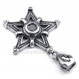 Black Zircon Titanium Star Pendant Necklace (Free Chain)