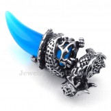 Blue Titanium Dragon Tooth Pendant Necklace  (Free Chain)