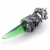 Green Titanium Dragon Tooth Pendant Necklace  (Free Chain)