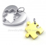 Gold Couples Titanium Hearts Pendant Necklace (Free Chain)(One Pair)