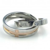 Titanium Couples Interlocking Rings Pendant Necklace Love Gift (Free Chain)(One Pair)