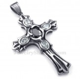 Zircon Titanium Cross Pendant Necklace (Free Chain)