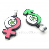 Boy And Girls Titanium Symbol Pendant Necklace (Free Chain)(One Pair)