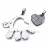 Titanium Couples Hand Hearts Pendant Necklace (Free Chain)(One Pair)