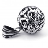 Titanium Hollow Ball Pendant Necklace (Free Chain)