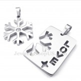 Silver Titanium Couples Snowflake Pendant Necklace (Free Chain)(One Pair)