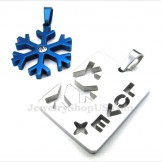 Titanium Couples Blue Snowflake Pendant Necklace (Free Chain)(One Pair)