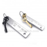 Titanium Key Couples Pendant Necklace (Free Chain)(One Pair)