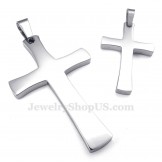 Silver Titanium Cross Couples Pendant Necklace (Free Chain)(One Pair)