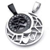 Titanium Moon And Stars Couples Pendant Necklace (Free Chain)(One Pair)