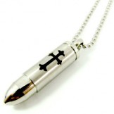 Man Solid Cross Bullet steel necklace gift(free chain)