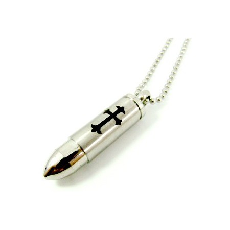 Man Solid Cross Bullet Titanium steel necklace Pendant gift(free chain)